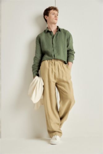 Men Light Khaki Relax Fit Trousers
