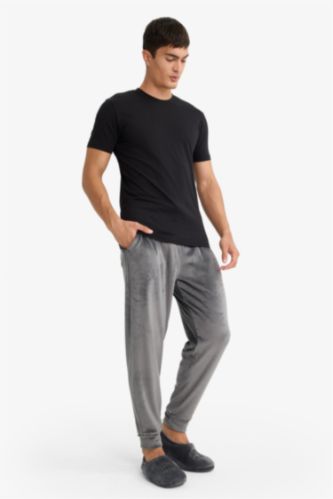 Regular Fit Cepli Kadife Pijama Altı