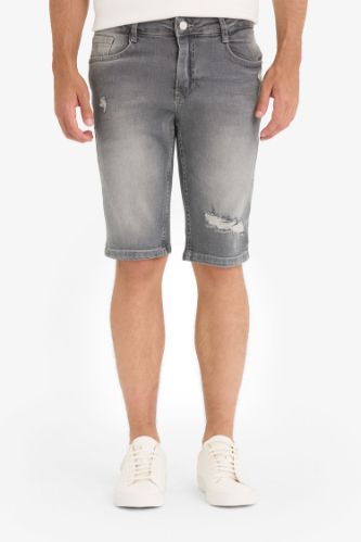 Slim Fit Dar Kesim Jean Bermuda Şort