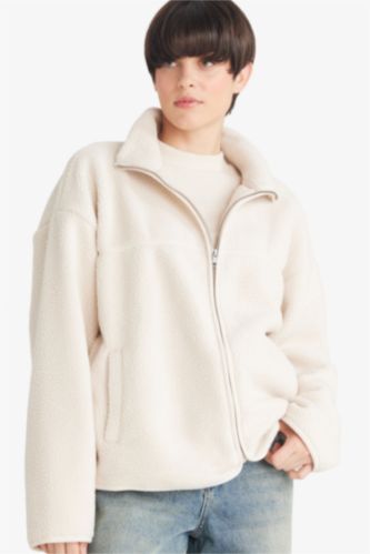 Relax Fit Yarım Balıkçı Yaka Welsoft Pelüş Hırka