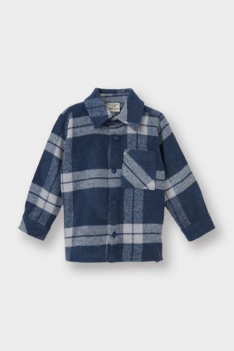 Chemise à carreaux en flanelle à manches longues pour bébé garçon