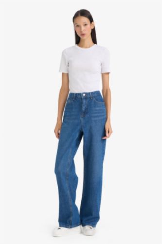 Regular Hem Denim Trousers