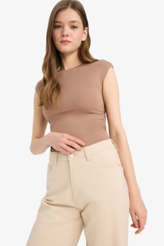 Coool Fitted Bisiklet Yaka Basic Düz Modal Kısa Kollu Tişört