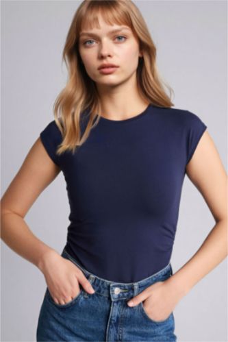 Женщины Синий Футболка Fitted из модала