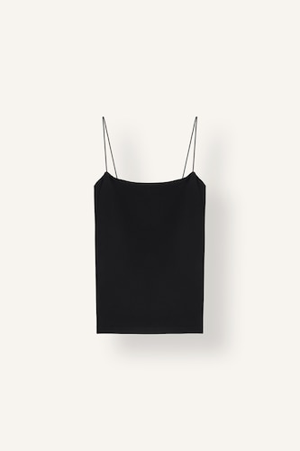 Women Black Slim Fit Strappy Tank Top