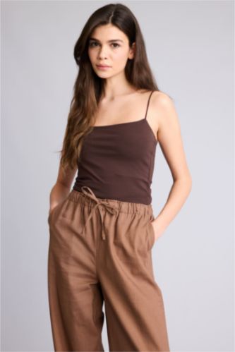 Женщины Коричневый Майка Fitted на бретельках