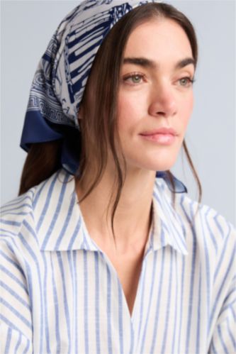 Kadın Mavi Kadın Saten Fular