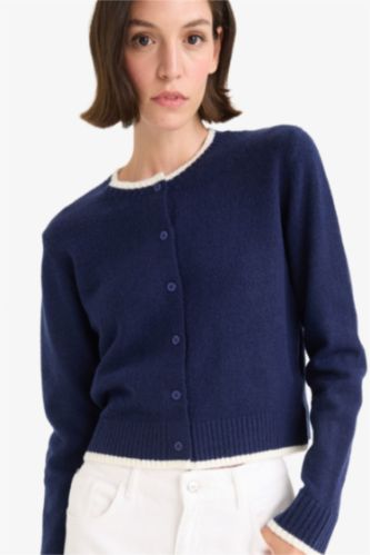 Regular Fit Crew Neck Knitwear Cardigan