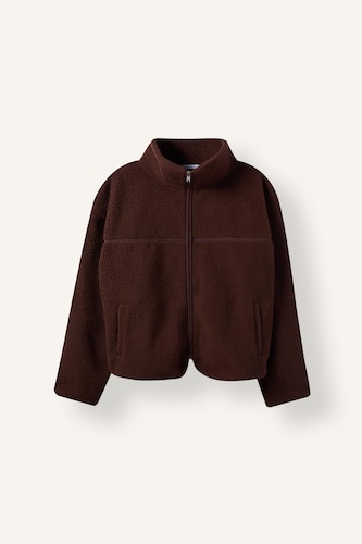 Oversize Mock Neck Welsoft Plush Cardigan