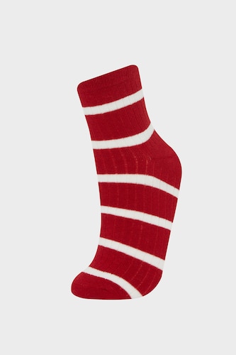 Woman Striped 5 Piece Cotton Short Socks