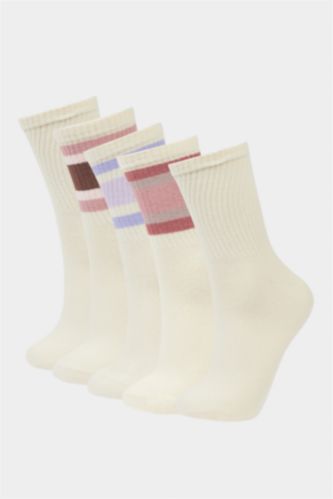جوارب قطن نسائية طويلة - 5 قطع