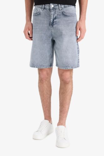 %100 Pamuk Straight Fit Jean Bermuda Şort