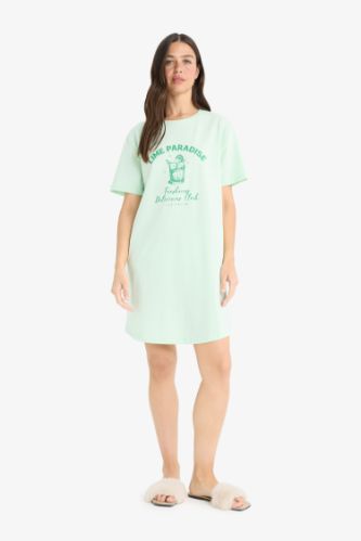 -Fall in Love Regular Fit Bisiklet Yaka Kısa Kollu Elbise