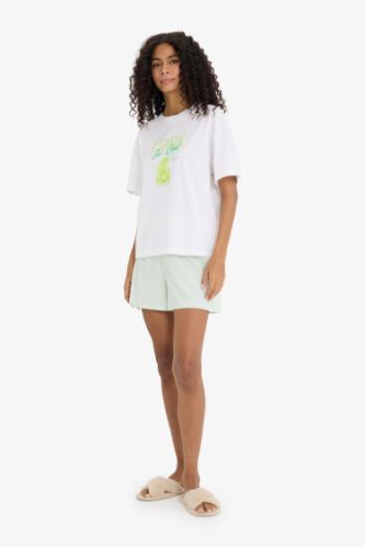 Pijama Takımı Regular Fit Baskılı Kısa Kollu Üst Şort-Fall in Love