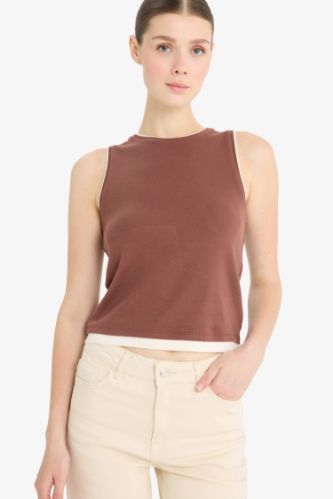 Slim Fit Dar Kesim Bisiklet Yaka Basic Düz Ribana Atlet