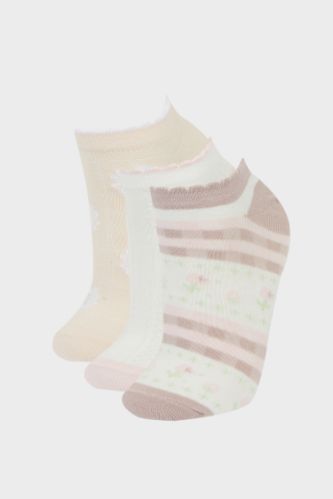 Kadın 3'lü Pamuklu Patik Çorap