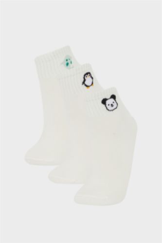 Kadın 3'lü Pamuklu Patik Çorap