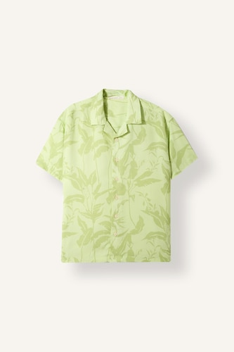 Boy Oversize Polo Neck Floral Viscose Shirt