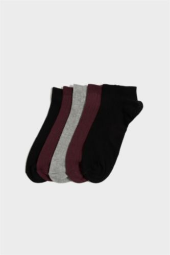 Erkek Bordo Erkek 5'li Pamuklu Patik Çorap