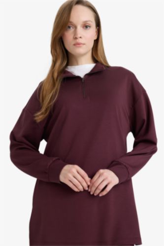 Regular Fit Fermuarlı Yaka Uzun Kollu Tunik