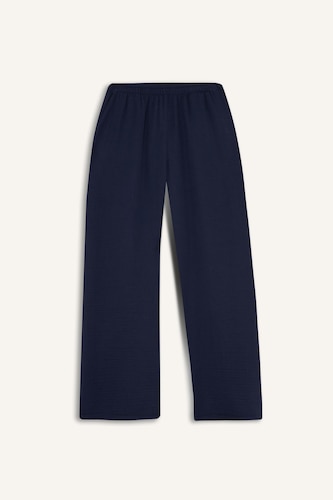 Wide Leg Normal Waist Muslin Trousers