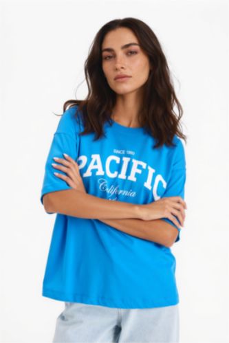 WOMAN Royal Regular Fit Crew Neck Printed Cotton T-Shirt