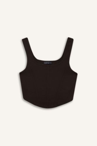 U Yaka Basic Düz Crop Atlet