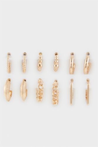 Kadın 6'lı Gold Halka Küpe