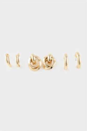 Kadın 3'lü Gold Küpe