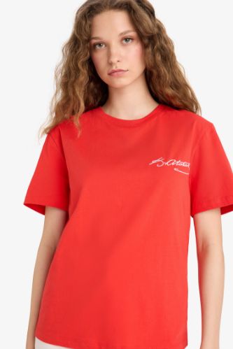 23 Nisan Çocuk Bayramı Regular Fit Bisiklet Yaka Cep Baskılı Nakış Baskı Slogan Desenli Kısa Kollu Tişört