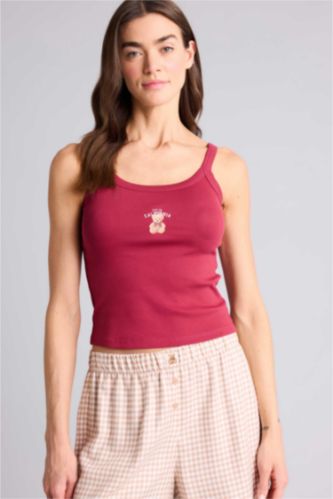 Woman Bordeaux Ribbed Tank Top