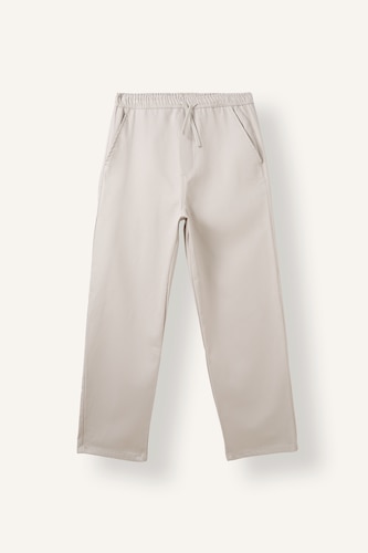 Erkek Açık Gri %100 Pamuk Baggy Fit Pantolon