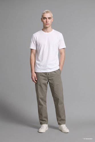 MAN Light Khaki Baggy Fit 100% Cotton Trousers