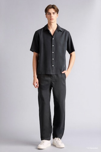 HOMME Anthracite Pantalon baggy 100% coton