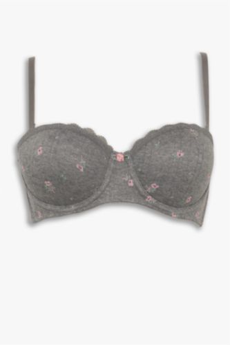 Dantel Detaylı Kaplı Pedsiz Balenli Balkonet Sütyen