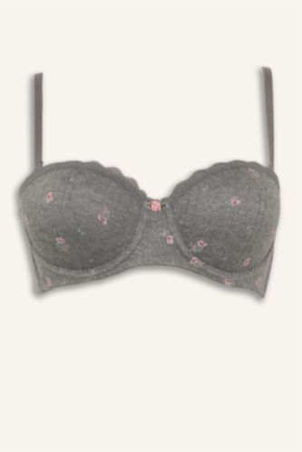 Бюстгальтер-балконет на косточках с кружевными деталями (без пуш-ап)