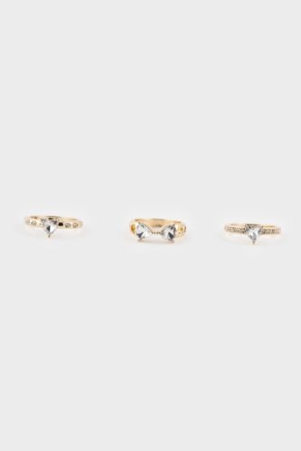Woman 3 Piece Stoned Gold Rings