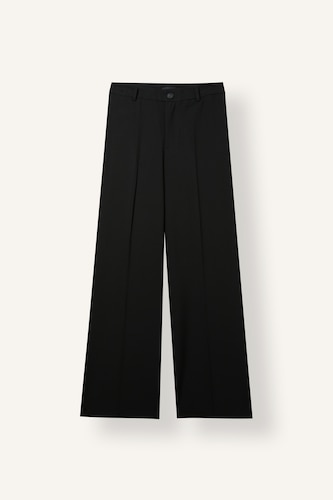 Straight Fit Black Trousers with Welt Pockets Normal Waist Regular Length