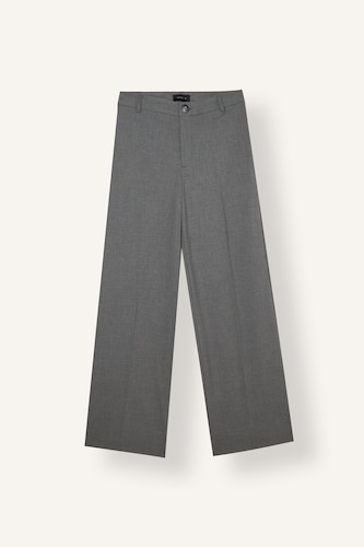 Straight Fit Grey Trousers with Welt Pockets Normal Waist Regular Length