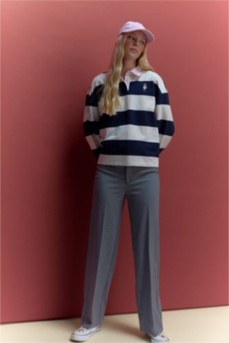 WOMAN Grey Straight Fit Normal Waist Standard Length Trousers