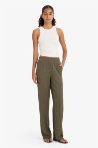 Wide Leg Esnek Belli Geniş Paça Bürümcük Pantolon