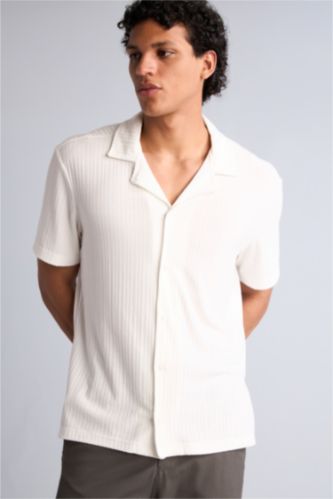 MAN Ecru Regular Fit Short Sleeve Shirt