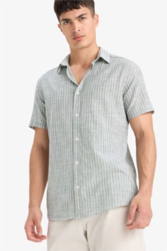 Striped Short Sleeve Cotton Shirt