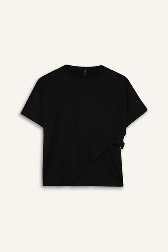 Regular Fit Crew Neck Crepe T-Shirt