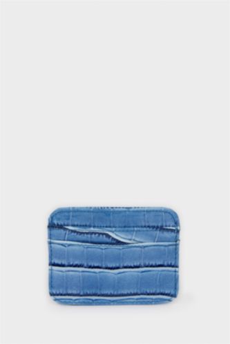 محفظة بطاقات حريمي جلد صناعي أزرق