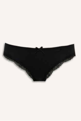 Kadın Siyah Dantel Detaylı Micro Brazilian Külot