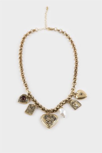 Kadın Altın Kadın Charmlı Gold Kolye