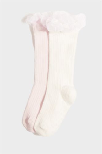 شرابات بيبي بناتي قطن طويلة - قطعتين