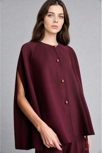 FEMME Bordeaux Foncé Gilet en maille à col rond Coupe décontractée