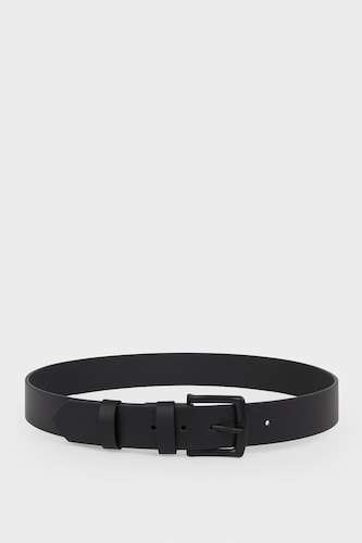 Man Rectangular Buckle Faux Leather Casual Belt